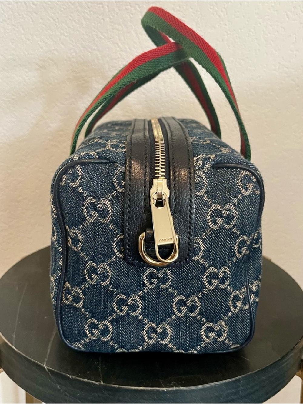 NEW ❤️Gucci💚 Mini GG Handbag in Blue & White GG Denim - Picture 3 of 15